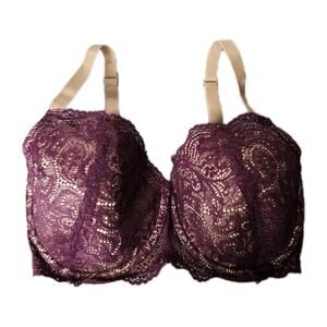 Thirdlove Memory Foam Lace Balconette Bra Size 34F Purple Nude